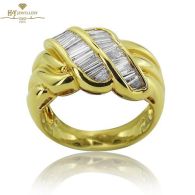 Yellow Gold Baguette Cut Diamond Ring - 0.95 ct