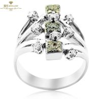 White Gold Brilliant Cut Colorless & Fancy Diamond Ring - 0.31ct