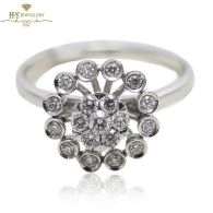 White Gold Brilliant Cut Diamond Floral Shape Engagement Ring - 0.41 ct