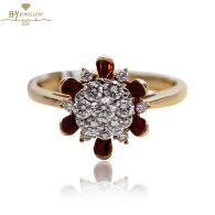 Rose Gold With Brilliant Diamonds Flower solitaire Engagement Ring - 0.53ct