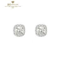 White Gold Brilliant Cut & Pave Diamond Earrings - 1.34ct