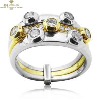 Yellow & White Gold Brilliant Cut Diamond Ring - 0.75 ct