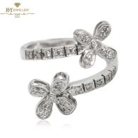 White Gold Brilliant Cut Diamond Flower shape Ring - 0.28ct