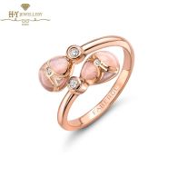  Fabergé Heritage Rose Gold Diamond & Pink Guilloché Enamel Crossover Ring