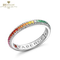 Fabergé Colours of Love White Gold Rainbow Multicoloured Gemstone Fluted Eternity Ring