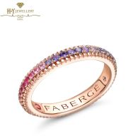 Fabergé Colours of Love Rose Gold Rainbow Multicoloured Gemstone Fluted Eternity Ring