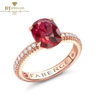 Fabergé Colours of Love Rose Gold No Heat Ruby Fluted Ring with Diamond Shoulders