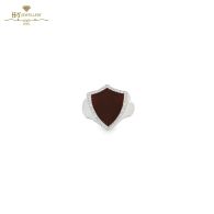 Armour  Enamel Pinkie Ring White Gold (Maroon) -0.12ct