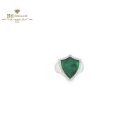 Armour Enamel Pinkie Ring White Gold (Green) - 0.12ct