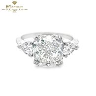 White Gold Cushion & Pear Cut Diamond Ring - 5.84ct