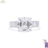 White Gold Asscher & Baguette Cut Diamonds Ring - 7.11ct