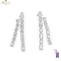 White Gold Baguette & Brilliant Cut Diamond Earrings - 8.67ct