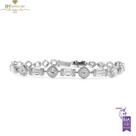 White Gold Mixed Cut Diamond Bracelet - 6.72 ct