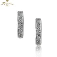 White Gold Brilliant Cut Diamond Small Hoop Earrings - 0.49ct