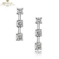 White Gold Triple Brilliant Cut Diamond Earrings - 0.69ct