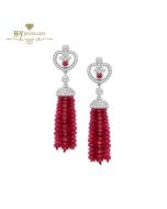 Fabergé Imperial Imperatrice White Gold & Ruby Tassel Earrings 