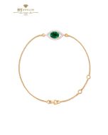 House Of Meraki Evil Eye Bracelet -Yellow Gold Zambian Emeralds and Diamond - 0.91ct