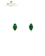 House Of Meraki Alice Studs - Yellow Gold Marquise Cut Emerald - 0.68ct