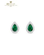 House Of Meraki Florence Studs - Yellow Gold Pear Cut Emerald & Diamond Earrings - 2.11ct