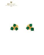 House Of Meraki Olive Earrings -  Yellow Gold Princess Cut Emerald - 1.48ct