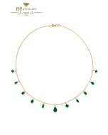 House Of Meraki Yellow Gold Vania Natural Zambian Emeralds Necklace - 4.71ct