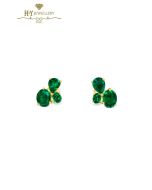 House Of Meraki Cacti Earrings -Yellow Gold Mix Cut Emerald Earrings - 4.12ct