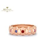 Fabergé Rose Gold Multi Coloured Gemstone Faberge Treillage Brushed Ring 