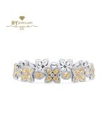White Gold  Mixed Cut Fancy & Colorless Diamond Flower Design Bracelet - 20.71ct