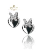 White Gold Brilliant Cut Diamond Heart Stud Earrings - 0.69 ct