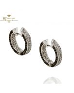 White Gold Brilliant Cut Cognac & Colorless Diamond Earrings - 3.94 ct