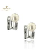 White Gold Pearls & Diamond Earrings - 0.91ct