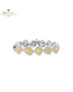 White Gold Mix Cut Fancy Light Yellow & Colorless Diamond Bracelet - 15.52 ct