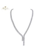 White Gold Emerald & Brilliant Cut Diamond Necklace - 20.72 ct