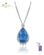 White Gold Pear Cut Large Spinel & Brilliant Cut Diamond Necklace - 41.00 ct