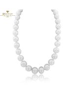 White Gold Pearl &  Diamond Necklace - 0.18ct 