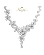 White Gold Brilliant Cut Diamond Pear Design Lily of The Valley Necklace - 13.56ct