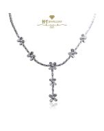 White Gold Brilliant Cut Diamond Flower Design Necklace - 1.01ct
