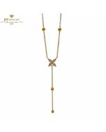 Yellow Gold Brilliant Cut Diamond Flower Droplet Necklace - 0.29 ct 
