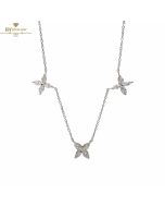 White Gold Brilliant Cut Diamond Trio Flower Necklace - 0.89ct