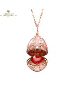 Fabergé Heritage Rose Gold Diamond & Pink Guilloché Enamel Heart Surprise Locket 