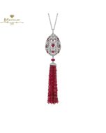 Faberge Imperial Imperatrice White Gold & Ruby Tassel Pendant
