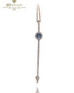 Rose Gold Brilliant Cut Diamond Protection from The Evil Eye Charm Bracelet  - 0.18ct