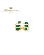 House Of Meraki Aegean Yellow Gold Natural Zambian Emeralds Handcrafted Ring - 3.41ct 