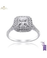 White Gold Square Cut & Brilliant Cut Diamond Engagement Ring - 1.01ct