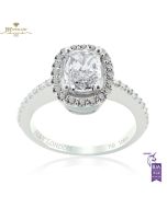 White Gold Cushion & Brilliant Cut Engagement Ring - 1.60ct