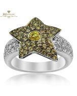White Gold Brilliant Cut Diamond & Citrine Star Design Ring - 1.33ct