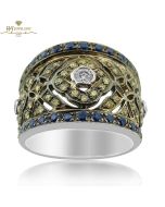 White Gold Brilliant Cut Diamond & Colored Gem Stones Ring - 2.11ct