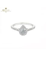 White Gold Pear & Brilliant Cut White Diamond Ring - 0.60ct