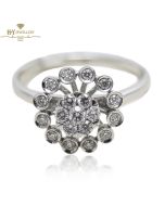 White Gold Brilliant Cut Diamond Floral Shape Engagement Ring - 0.41 ct