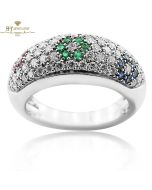 White Gold Brilliant Cut Ruby, Sapphire, Emerald & Diamond Ring - 1.31ct